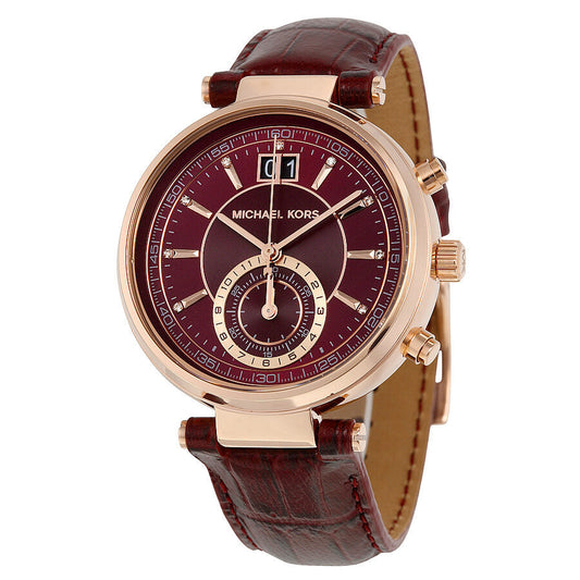 Michael Kors Sawyer Burgundy Dial Burgundy Leather Ladies Watch MK2426 - BigDaddy Watches