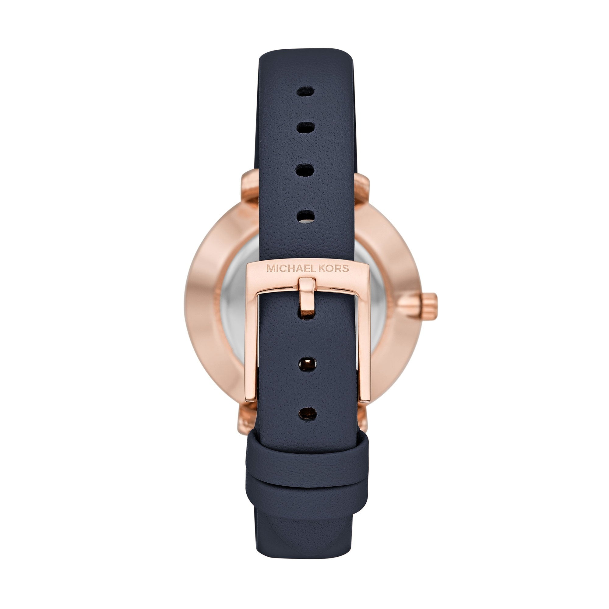 Michael Kors Pyper Three-Hand Rose Gold-Tone and Blue Leather Women's Watch - MK2804