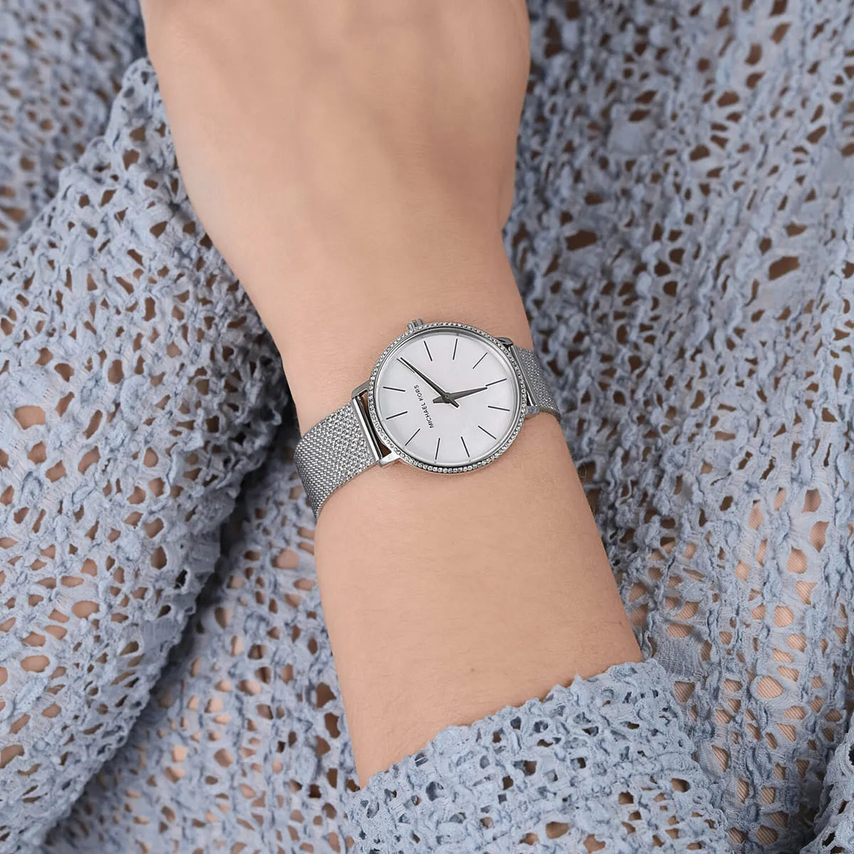 Michael Kors Mini Pyper Pavé Silver-Tone Women's Watch - MK4618