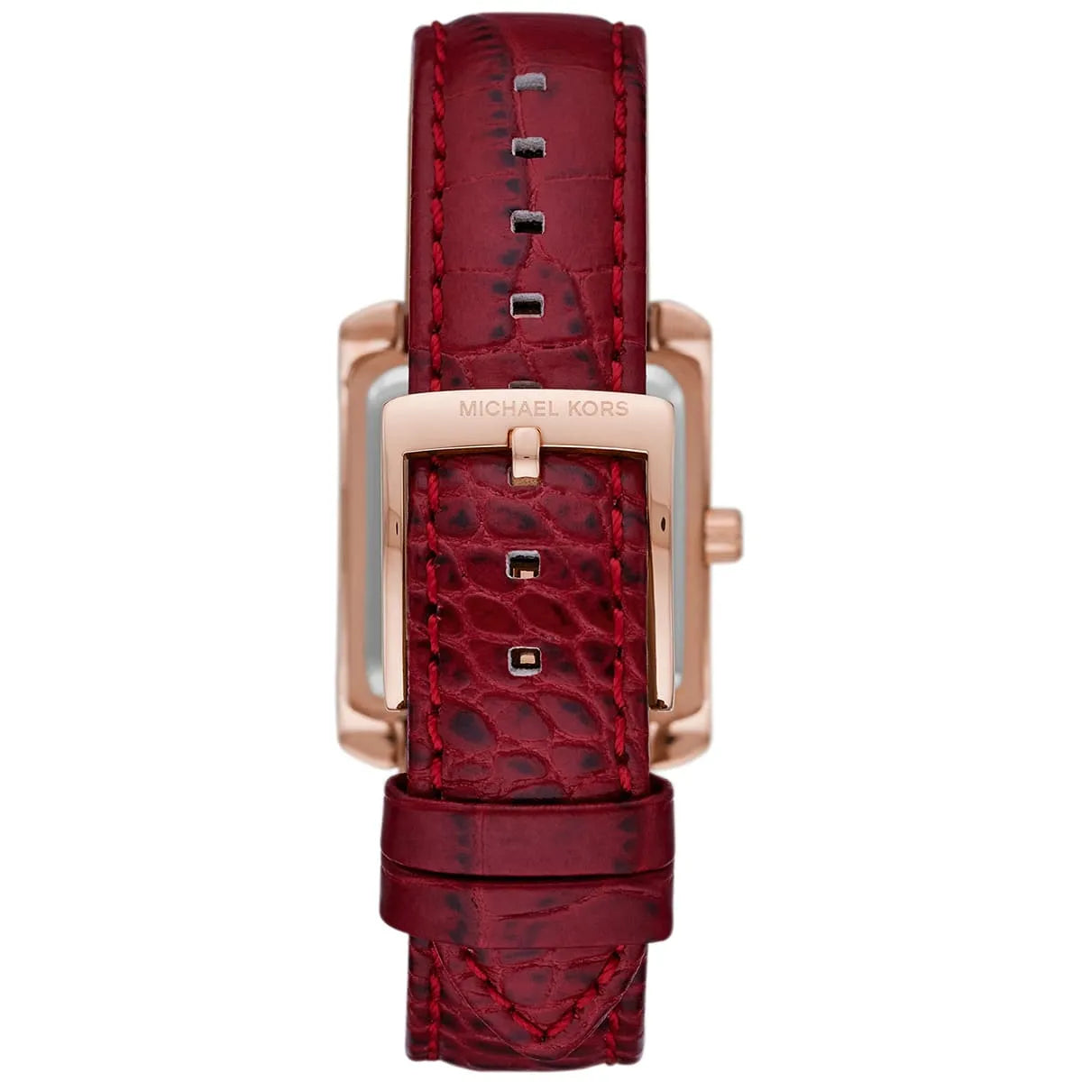 Michael Kors Emery Three-Hand Rectangular Red Genuine Leather Women's Watch - MK4689
