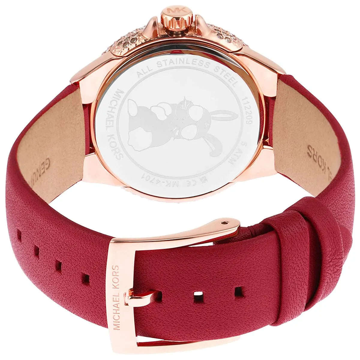 Michael Kors Camille Pave Checkerboard Red Genuine Leather Women's Watch - MK4701