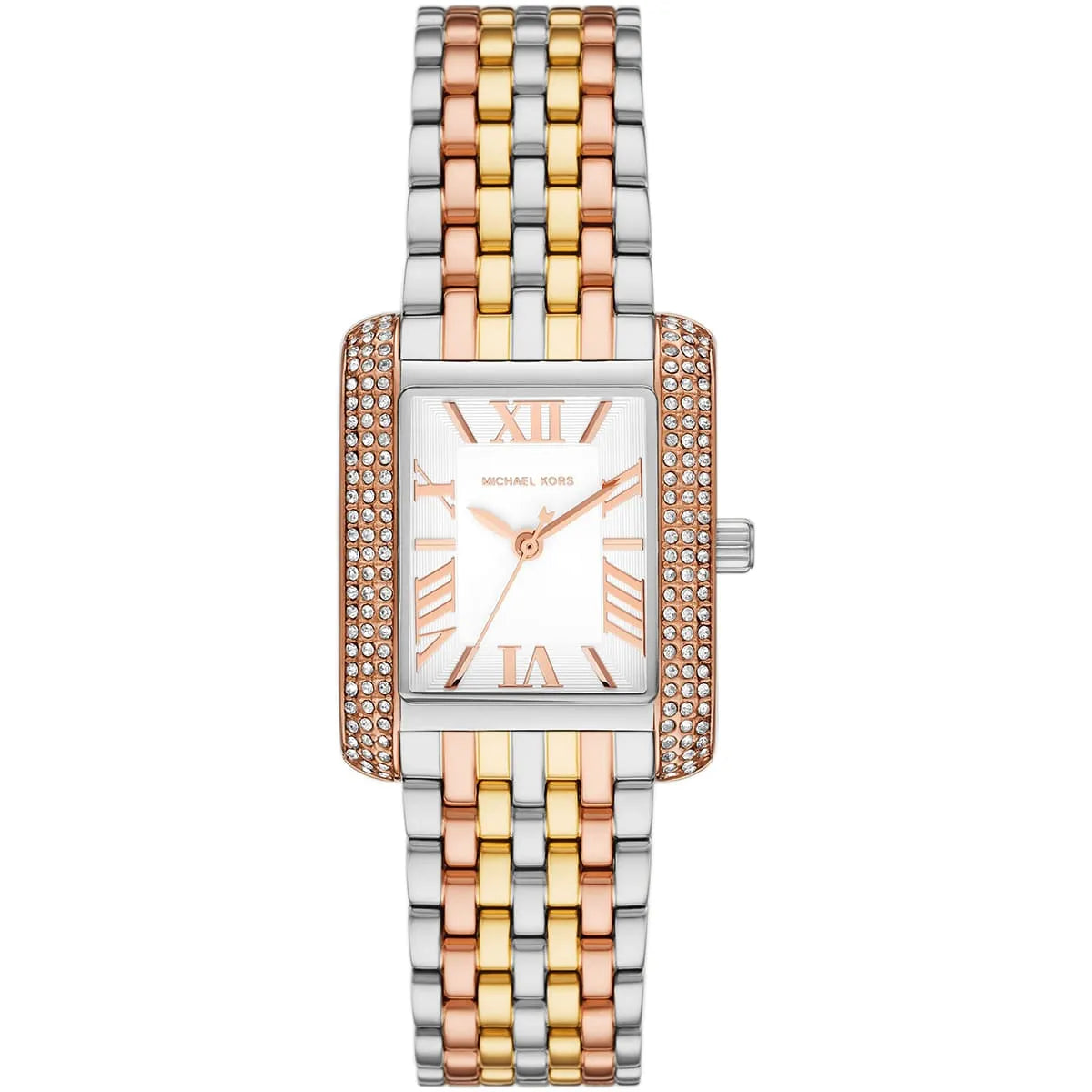 Michael Kors Emery Tri-Tone Quartz Crystal White Dial Women's Watch - MK4744