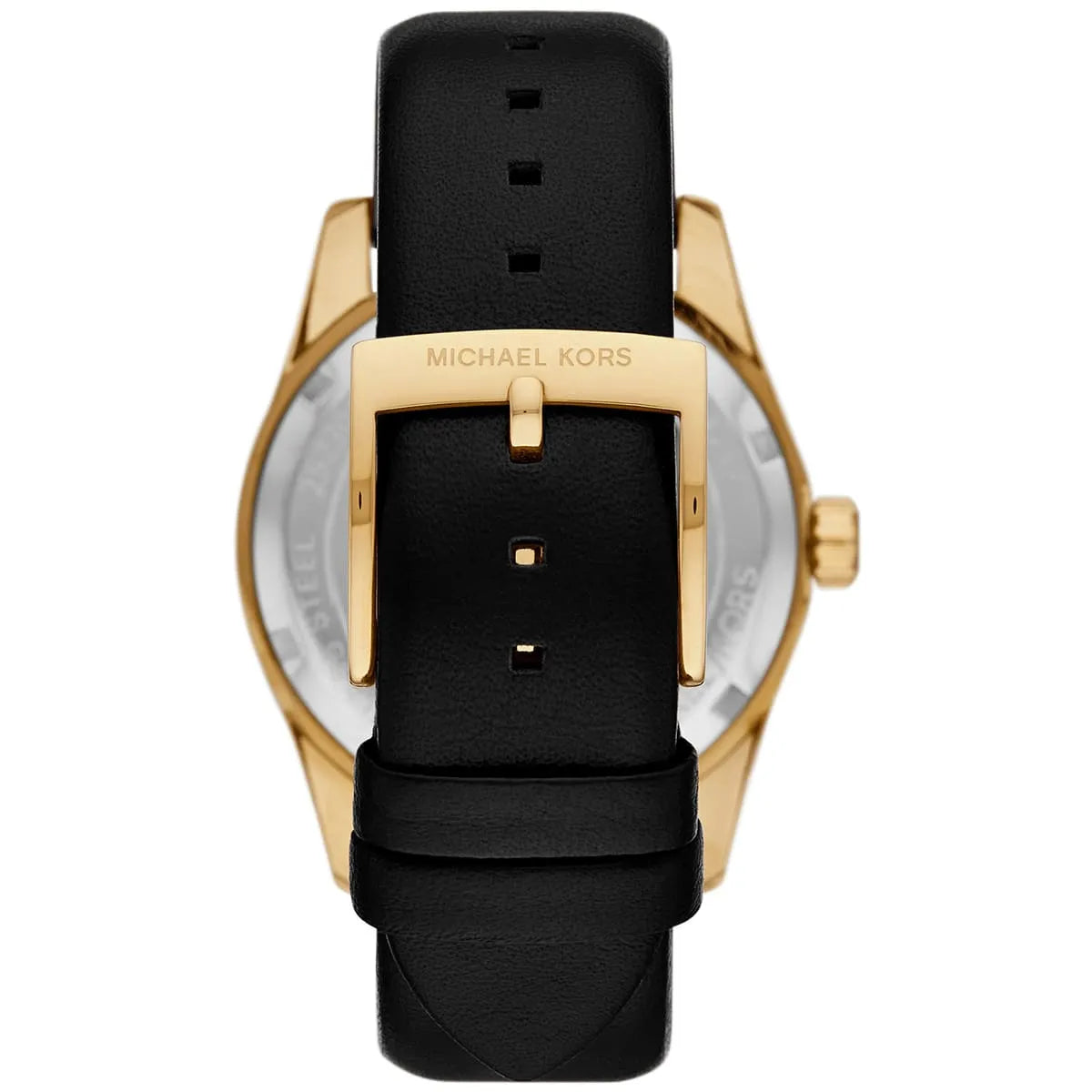 Michael Kors Lexington Three-Hand Gold and Black Genuine Leather Women's Watch - MK4748