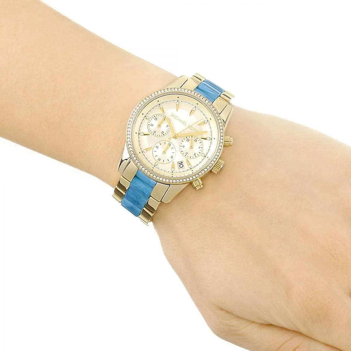 Michael Kors Ritz Chronograph Gold and Blue Women's Watch - MK6328