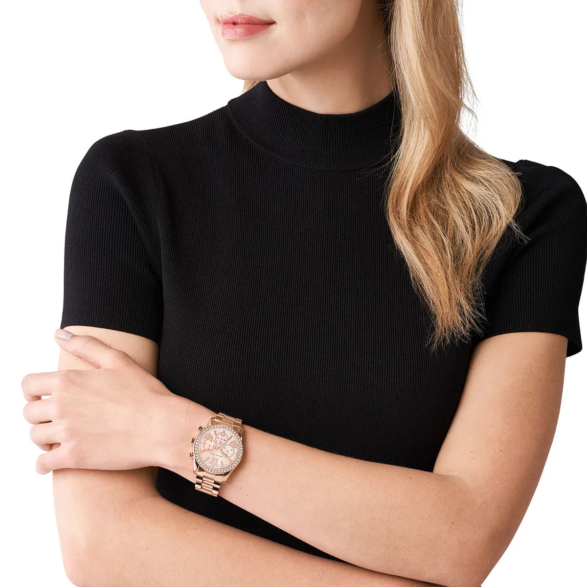 Michael Kors Lexington Chronograph Pink MOP Dial Rose-gold Women's Watch - MK7242