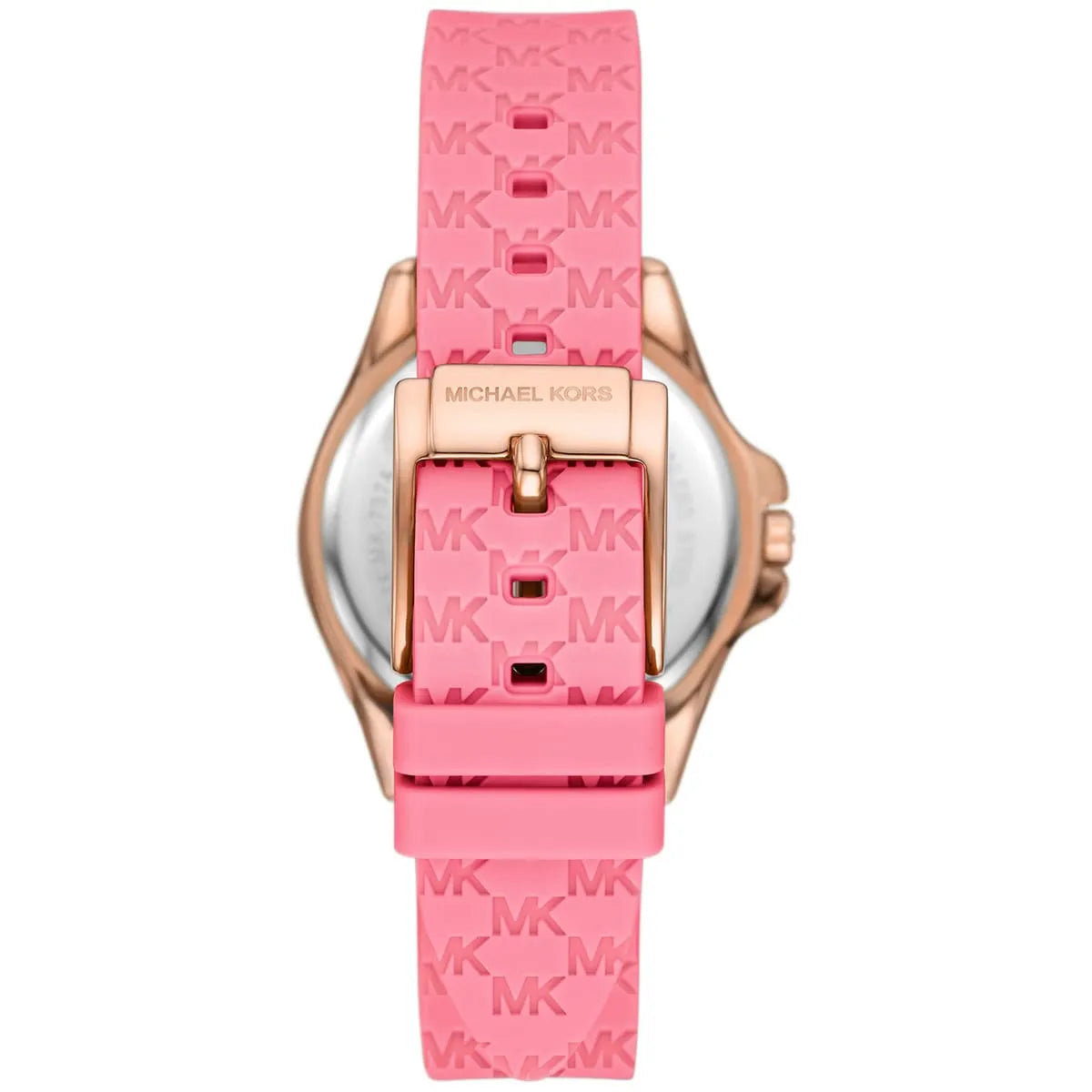 Michael Kors Mini Pilot Pavé Chronograph Rose Gold Dial Logo Silicone Women's Watch - MK7375
