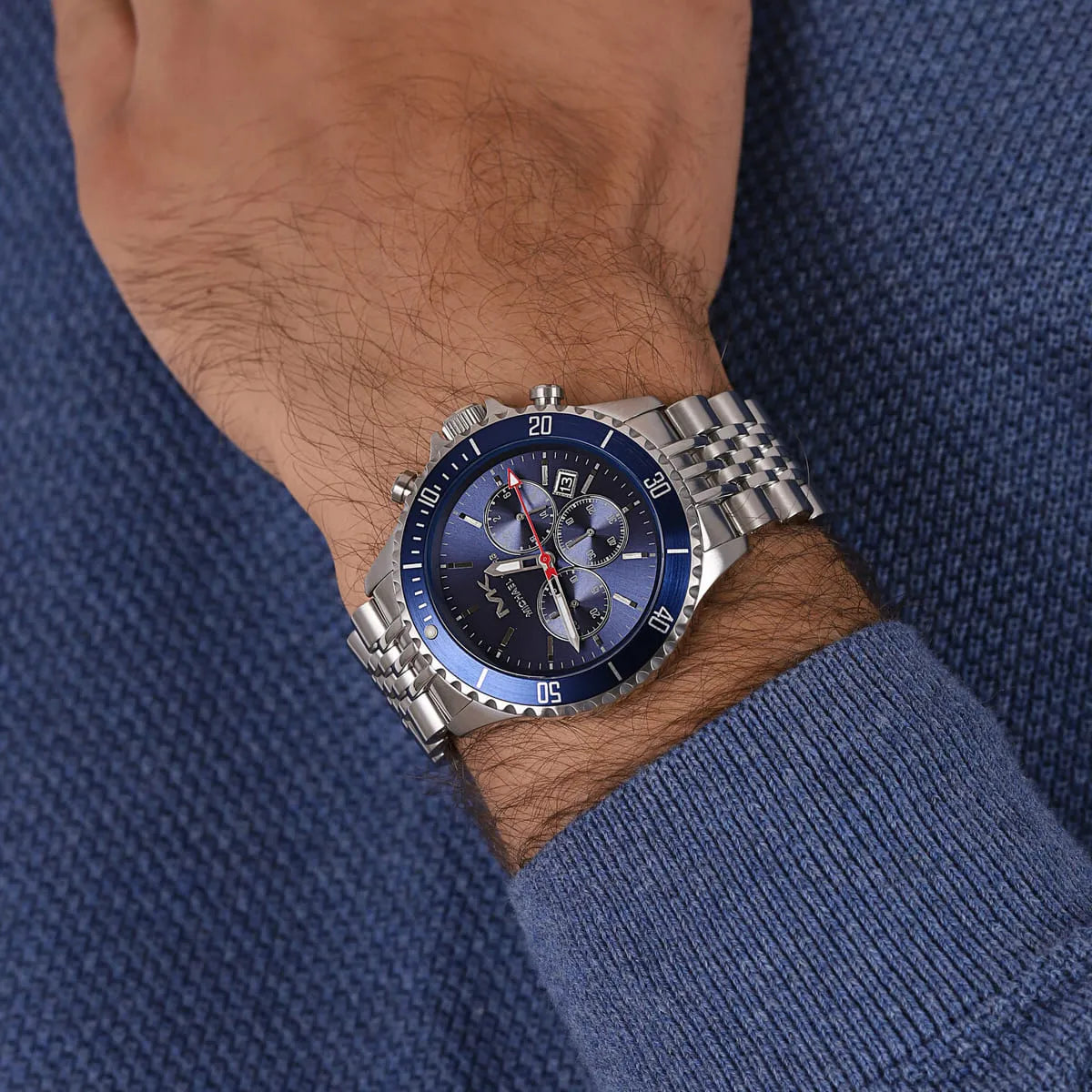 Michael Kors Bayville Chronograph Navy Blue Dial Silver Men's Watch -  MK8896