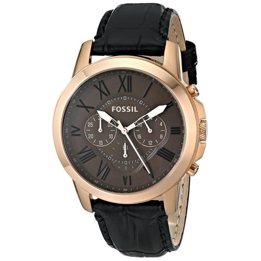 Fossil Grant Chronograph Brown Dial Leather Strap Men's Watch FS4992