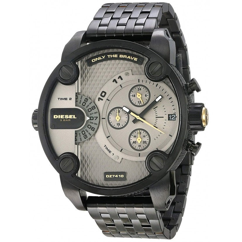 Diesel Little Daddy DZ7410 316L black stainless steel 3ATM (30m) water resistant Dual Time zones (GMT)