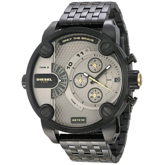 Diesel Little Daddy DZ7410 316L black stainless steel 3ATM (30m) water resistant Dual Time zones (GMT)