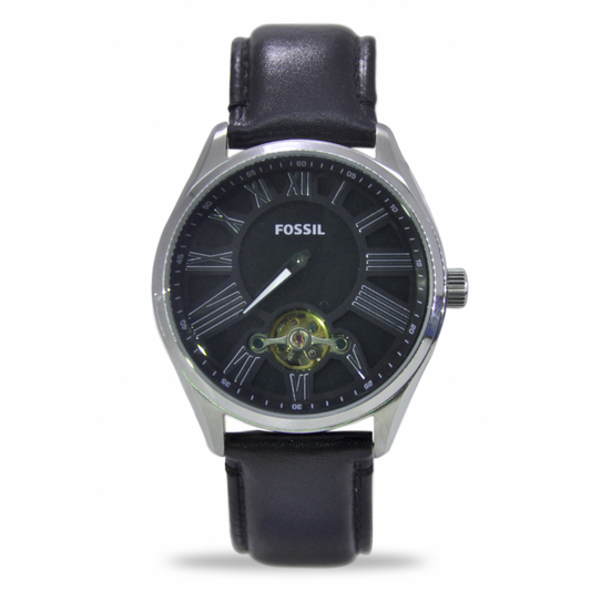 Fossil Black Dial Leather Strap Automatic Men's Watch BQ1141
