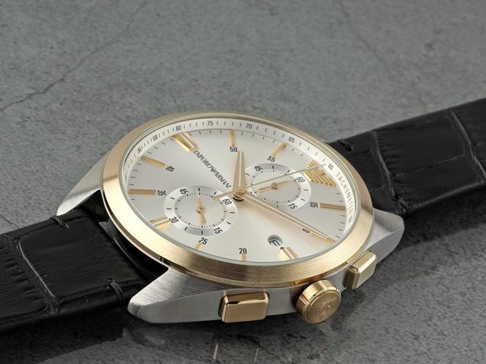 Emporio Armani Chronograph Black Leather Men's Watch AR11498 - Dawson Watches #5