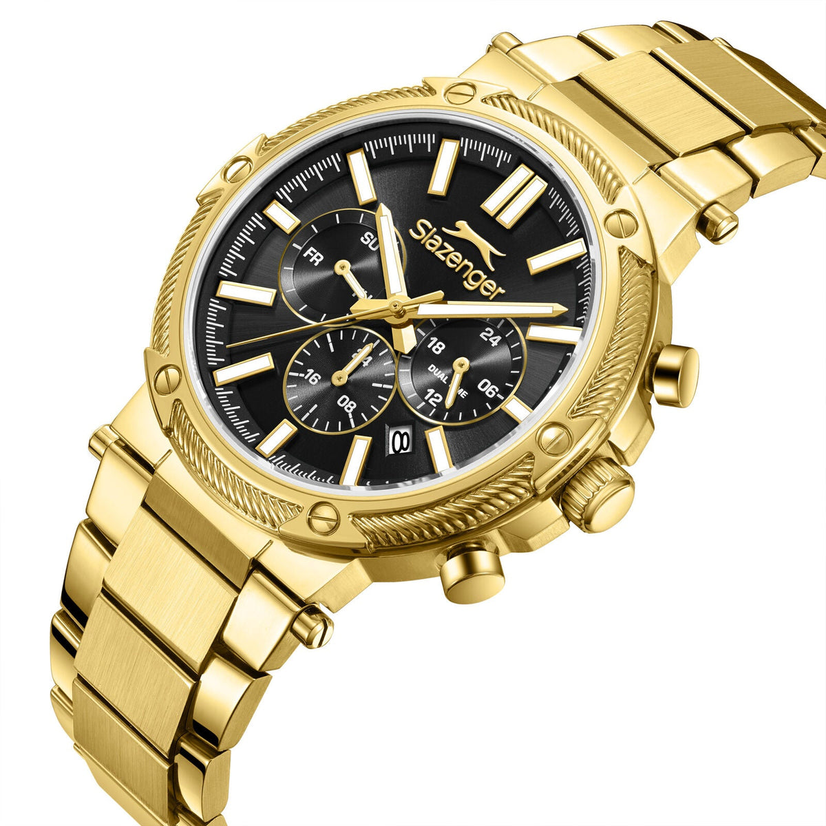 Slazenger Dressy Sport Multifunction Black Dial Gold Watch - SL.09.2603.2.150