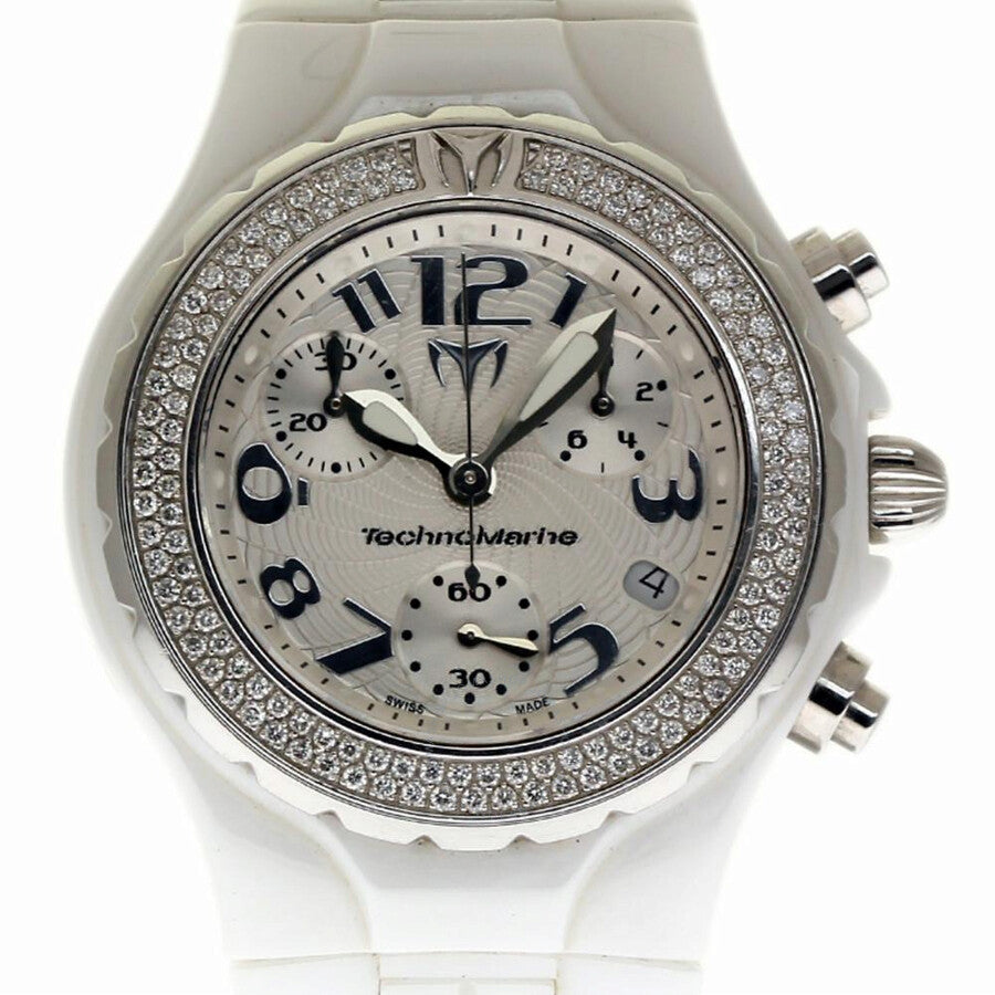Pre-owned Technomarine Technodiamond Chronograph Silver Dial Ladies Watch DTC55C - The Watches Men & Co