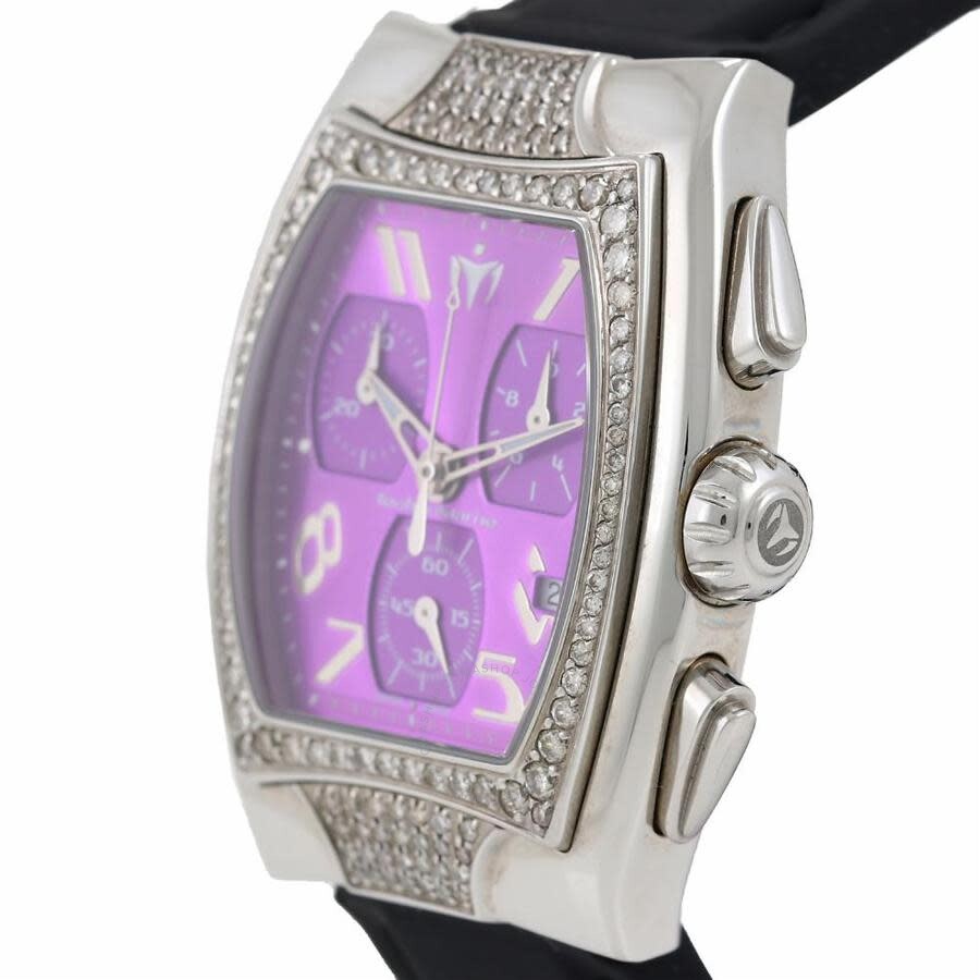 Pre-owned Technomarine TechnoSquare Purple Dial Ladies Watch DTSC09-BKA - The Watches Men & Co #2