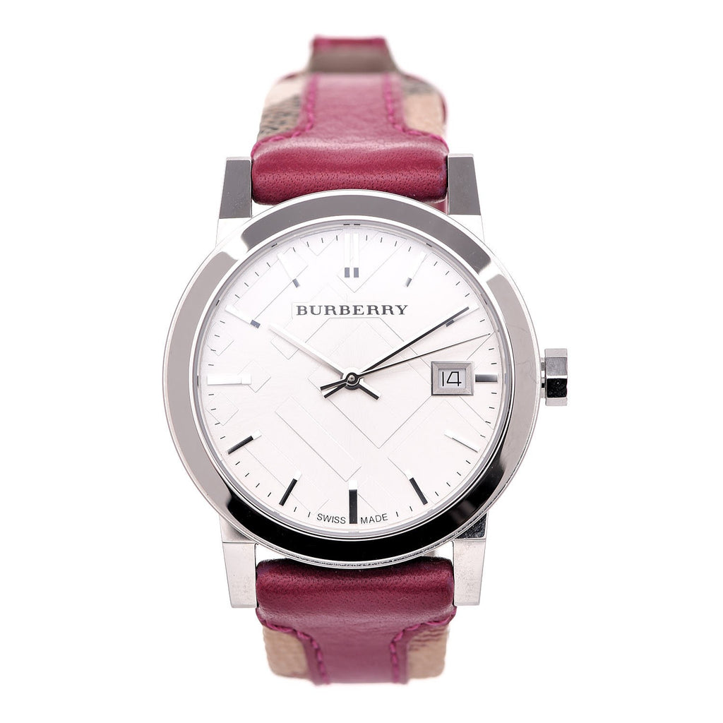 Burberry The City White Dial Haymarket Pink Leather Strap Watch for Women - BU9149 BU9149 - Image 2