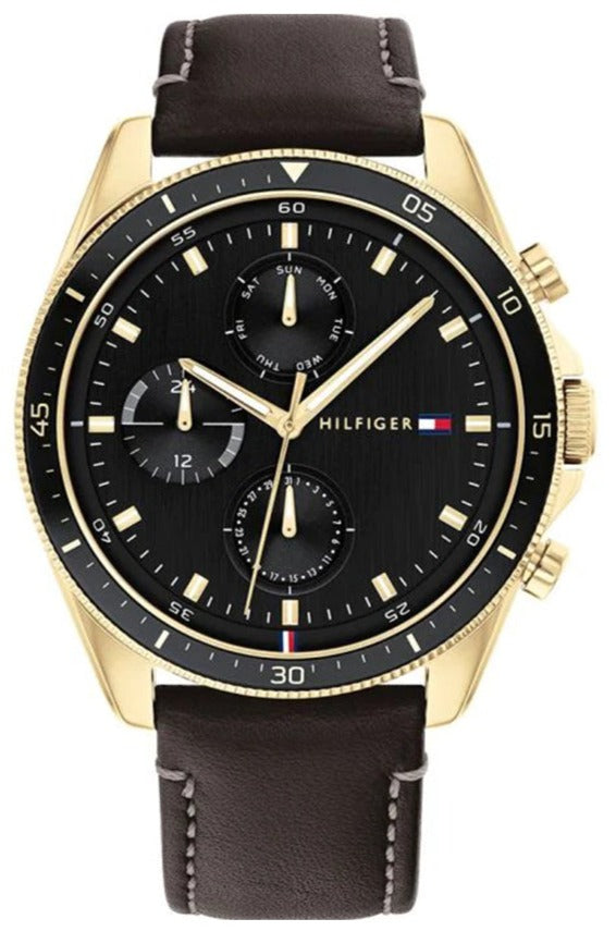 Tommy Hilfiger Parker Chronograph Black Dial Brown Leather Strap Watch For Men - 1791836 1791836 - Image 3