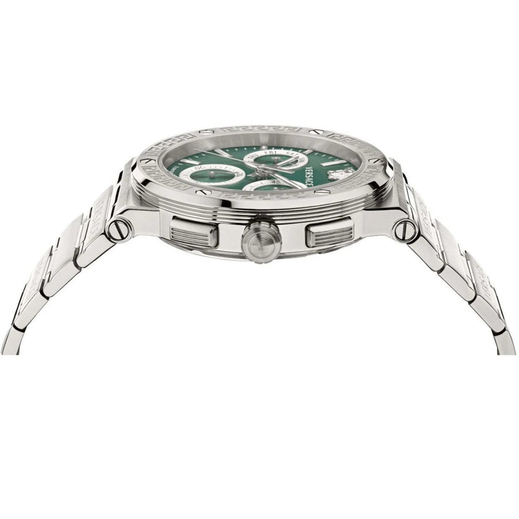 Versace Grace Chronograph Quartz Green Dial Silver Steel Strap Watch For Men - VEZ900121 VEZ900121 - Image 5