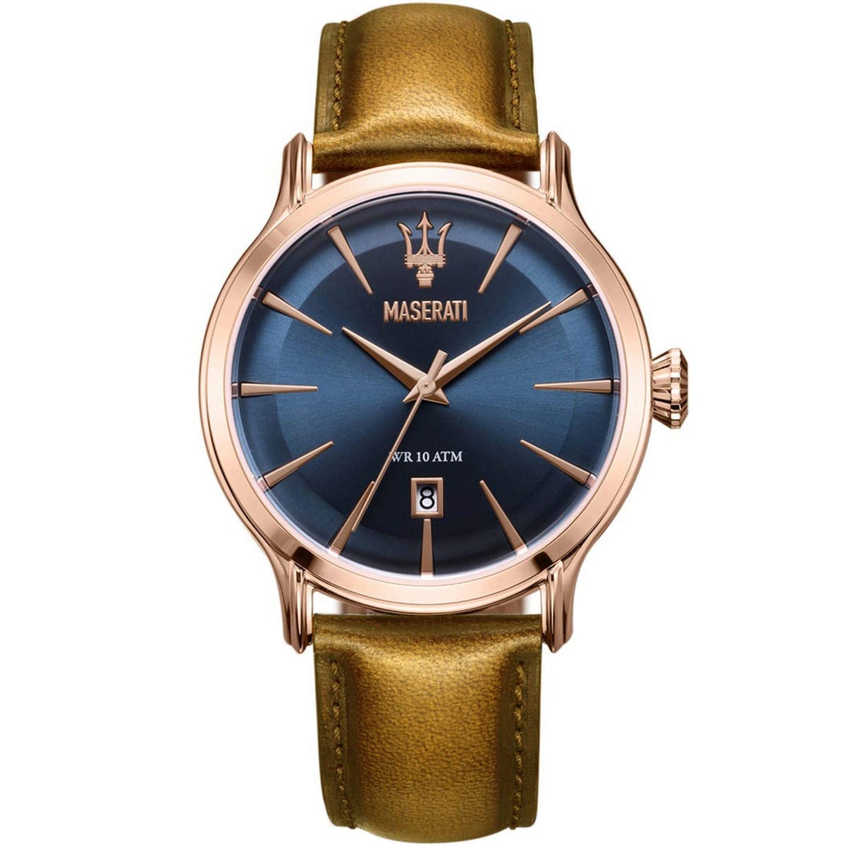 Maserati Epoca Blue Dial Leather Strap Brown Color Watch R8851118001