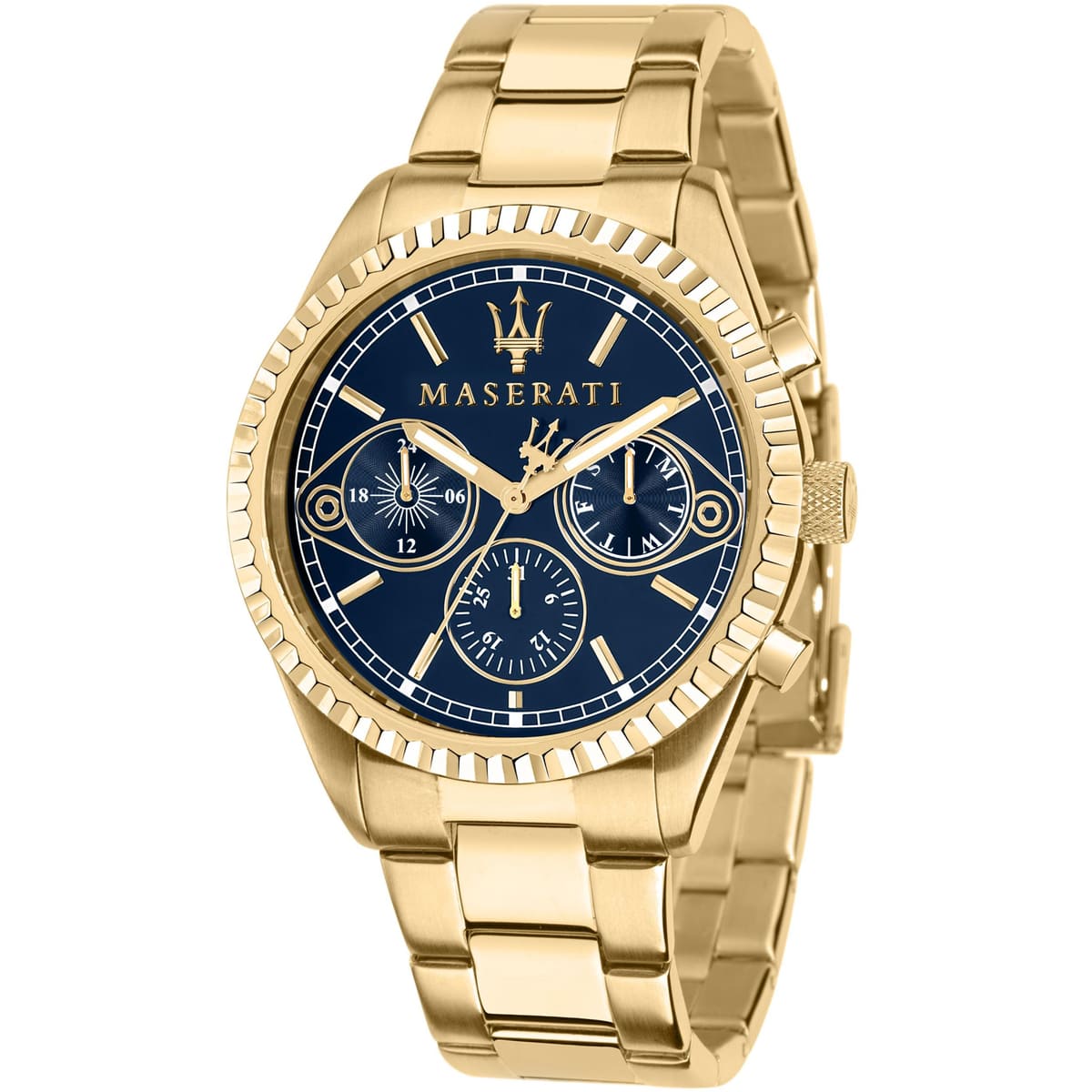 Maserati Competizione Chronograph Blue Dial Gold PVD Stainless Steel Watch R8853100026
