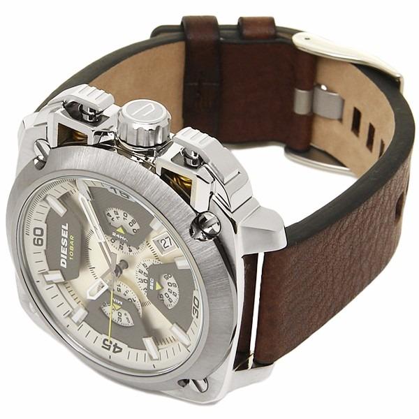 Diesel BAMF Men's Watch DZ7343 316L silver stainless steel & genuine leather strap 10ATM (100m) water resistant Japan movement with a chronograph and date function