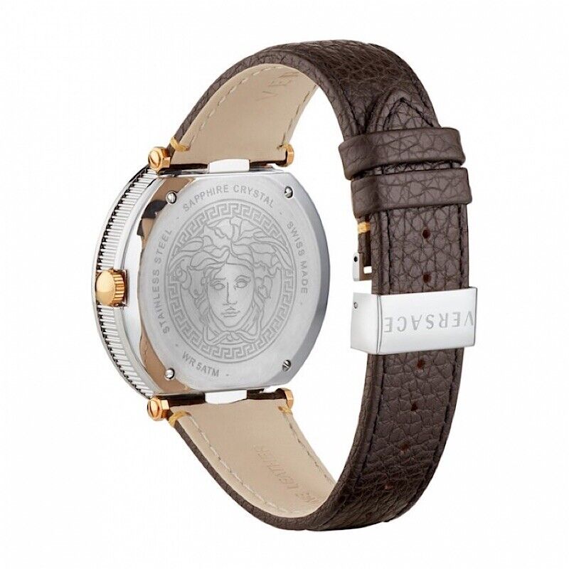 Versace V-Metal Icon Brown Leather Strap Men's Watch VQL010015 - Dawson Watches #3