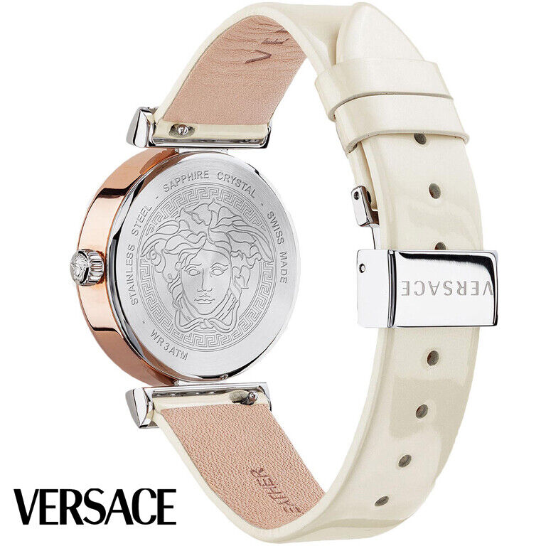 Versace Meander White Leather Strap Women's Watch VELW00120 - Kiwi Watches #3