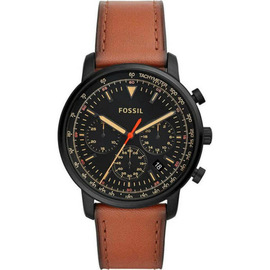 Fossil Goodwin Chronograph Black Dial Leather Strap Men's Watch FS5501