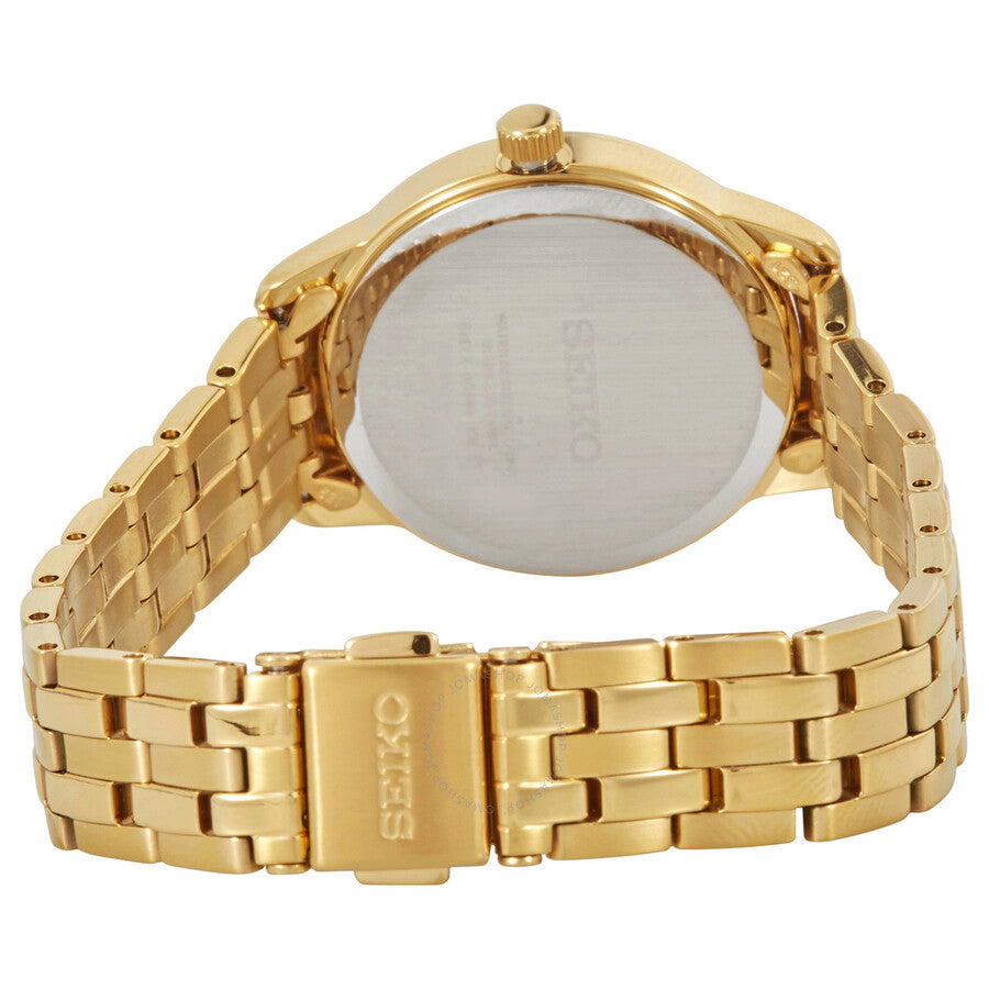 Seiko Classic Quartz White Dial Yellow Gold-tone Ladies Watch SUR412