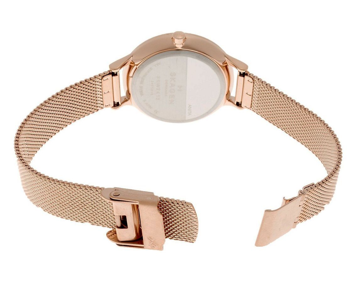 Skagen Anita Mirror Pink Dial Gold Ladies Watch SKW2413