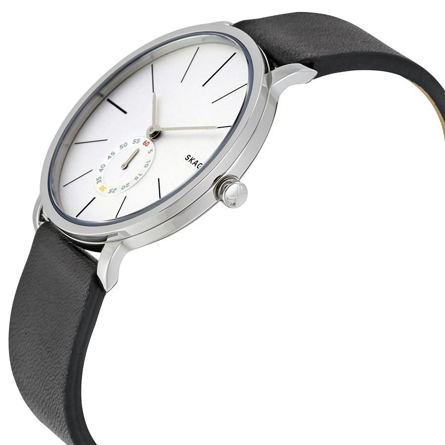 Skagen Hagen Silver Dial Black Leather Strap Men's Watch SKW6274