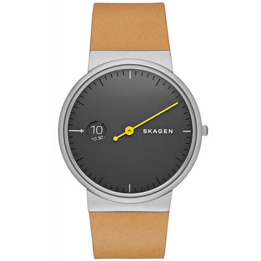 Skagen Ancher Grey Sandblast Dial Leather Men's Watch SKW6194