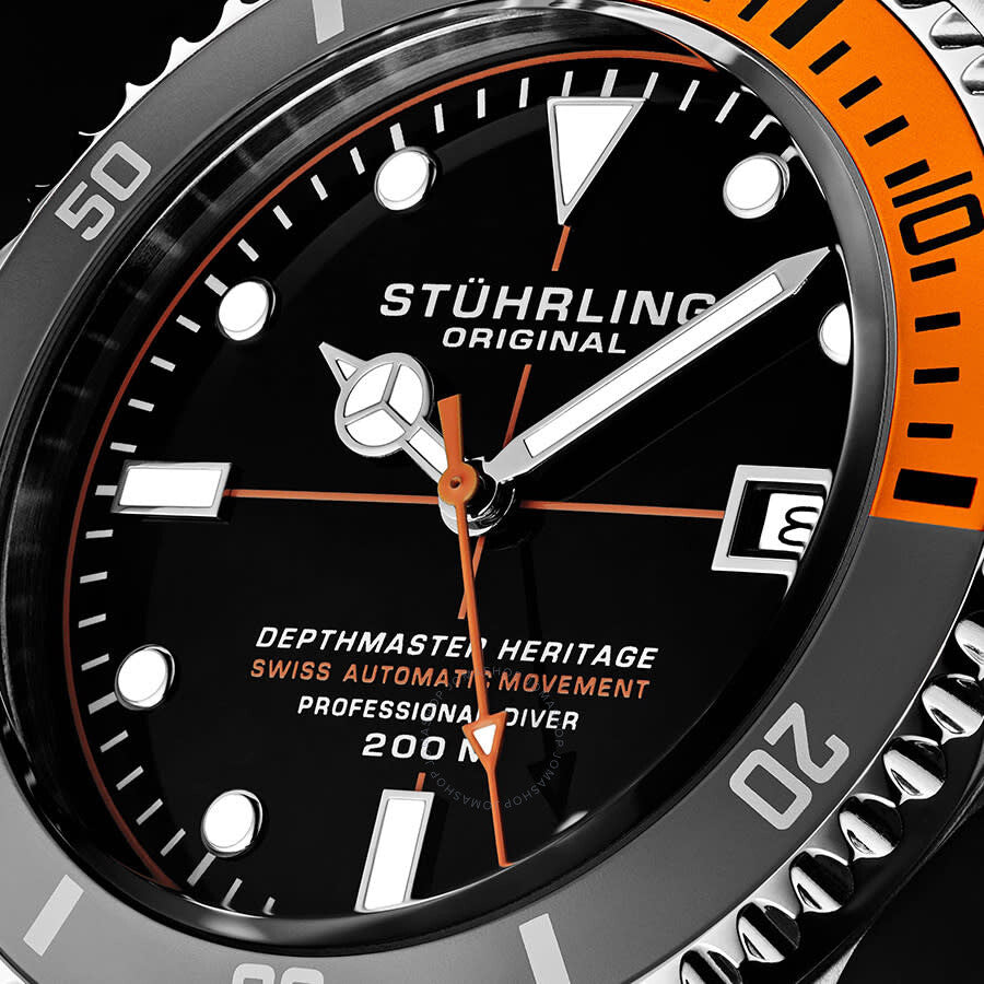 Stuhrling Original Aquadiver Automatic Black Dial Men's Watch M13518 - Dawson Watches #4