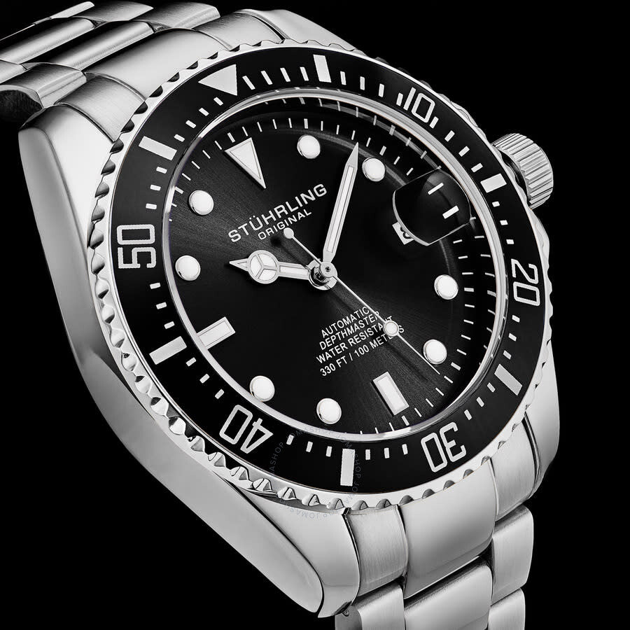 Stuhrling Original Aquadiver Automatic Black Dial Men's Watch M18252 - The Watches Men & Co #3