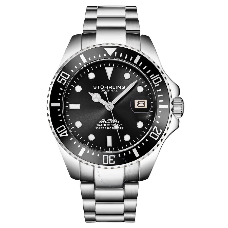 Stuhrling Original Aquadiver Automatic Black Dial Men's Watch M18252 - The Watches Men & Co