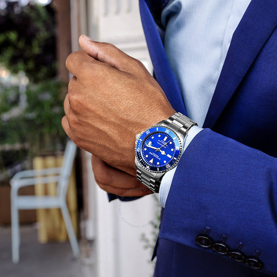 Stuhrling Original Aquadiver Automatic Blue Dial Men's Watch M13535 - The Watches Men & Co #2