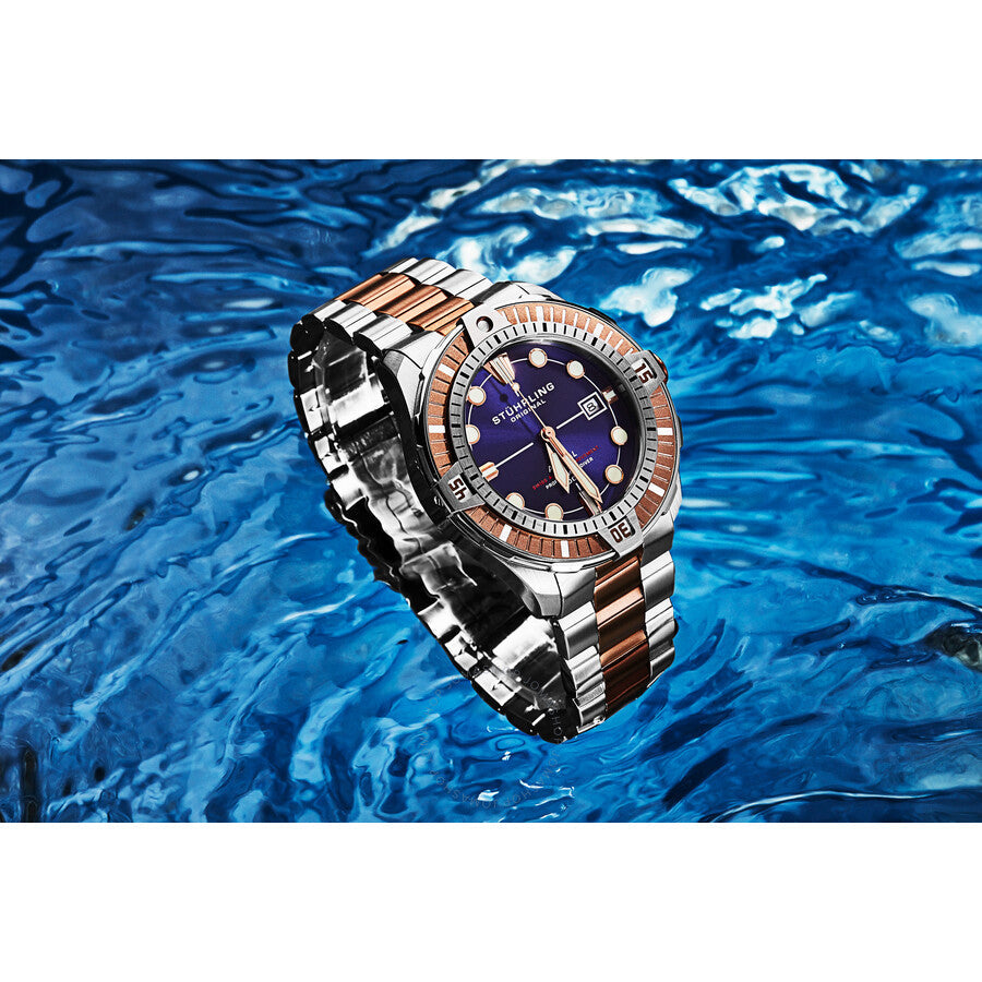 Stuhrling Original Aquadiver Automatic Blue Dial Men's Watch M16747#M16747 - Dawson Watches #6