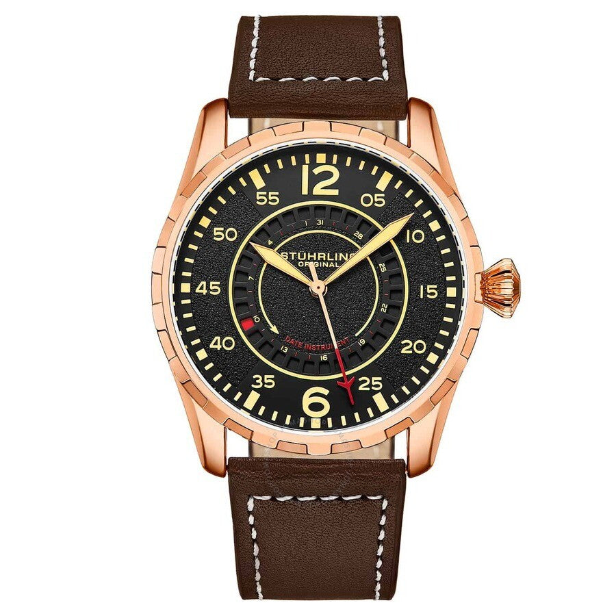 Stuhrling Original Aviator Black Dial Men's Watch M15982 - The Watches Men & Co