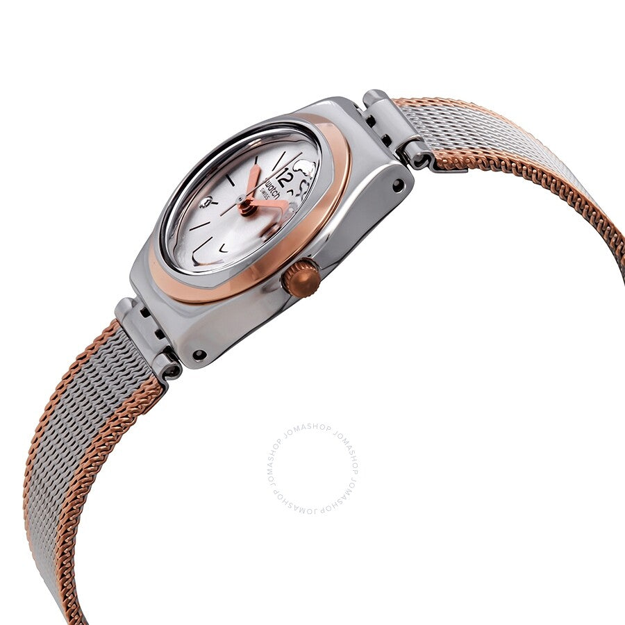 Swatch Full Silver Jacket Silver Dial Ladies Two Tone Watch YSS327M - The Watches Men & Co #2