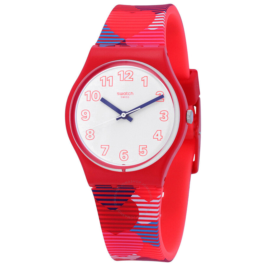 Swatch Heart Lots Quartz White Dial Ladies Watch GR182 - The Watches Men & Co