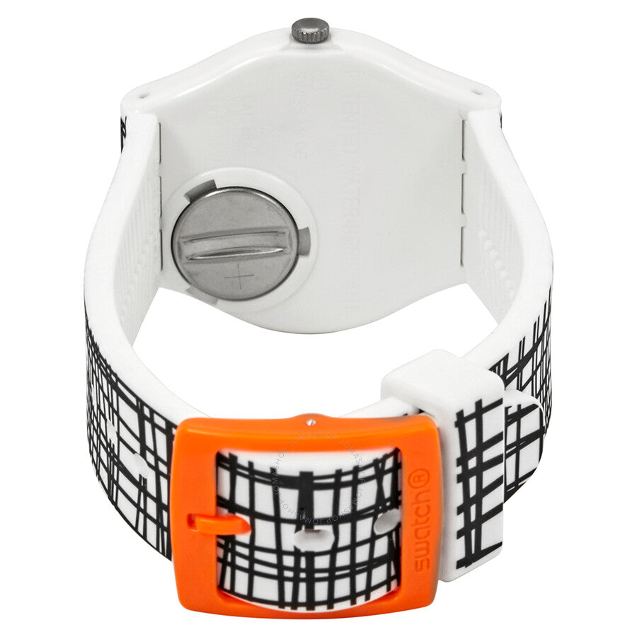 Swatch Lace Me White Dial White and Black Silicone Ladies Watch GW183 - The Watches Men & Co #3