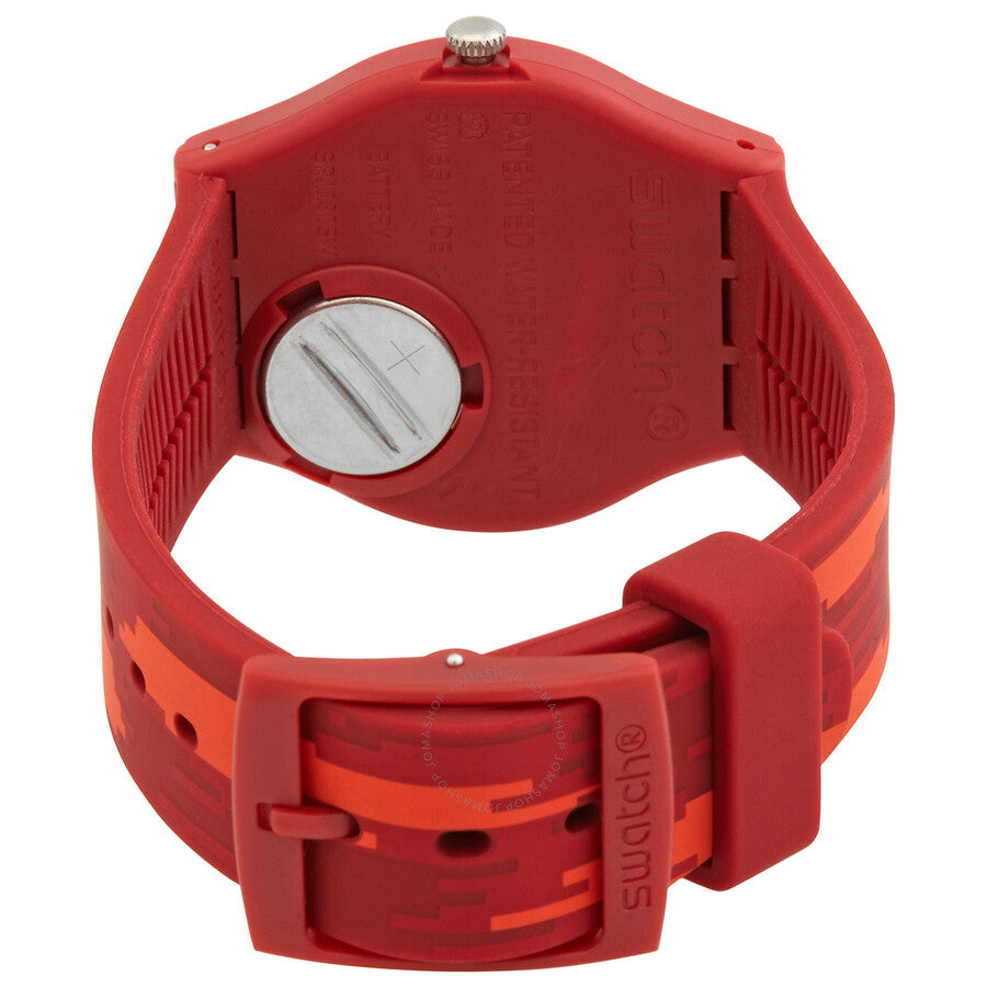 Swatch Red Flame White Dial Red Silicone Ladies Watch GR711 - The Watches Men & Co #3
