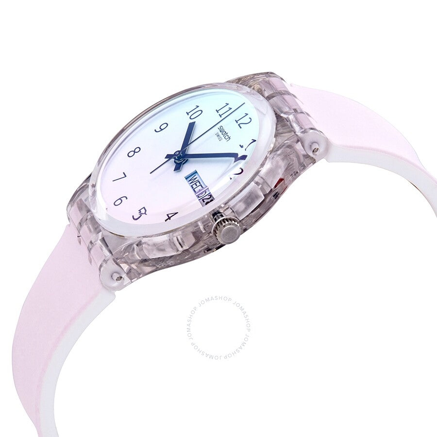 Swatch Ultrarose Quartz Ombre Dial White Pink Silicone Ladies Watch GE714 - The Watches Men & Co #2
