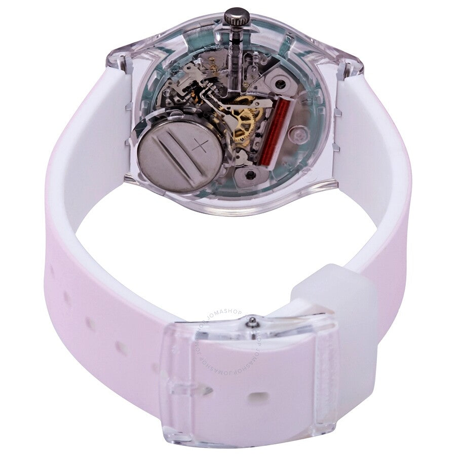 Swatch Ultrarose Quartz Ombre Dial White Pink Silicone Ladies Watch GE714 - The Watches Men & Co #3