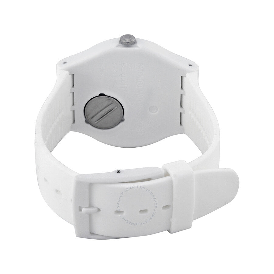 Swatch White Lacquered White Silicone Unisex Watch SUOW100 - The Watches Men & Co #3