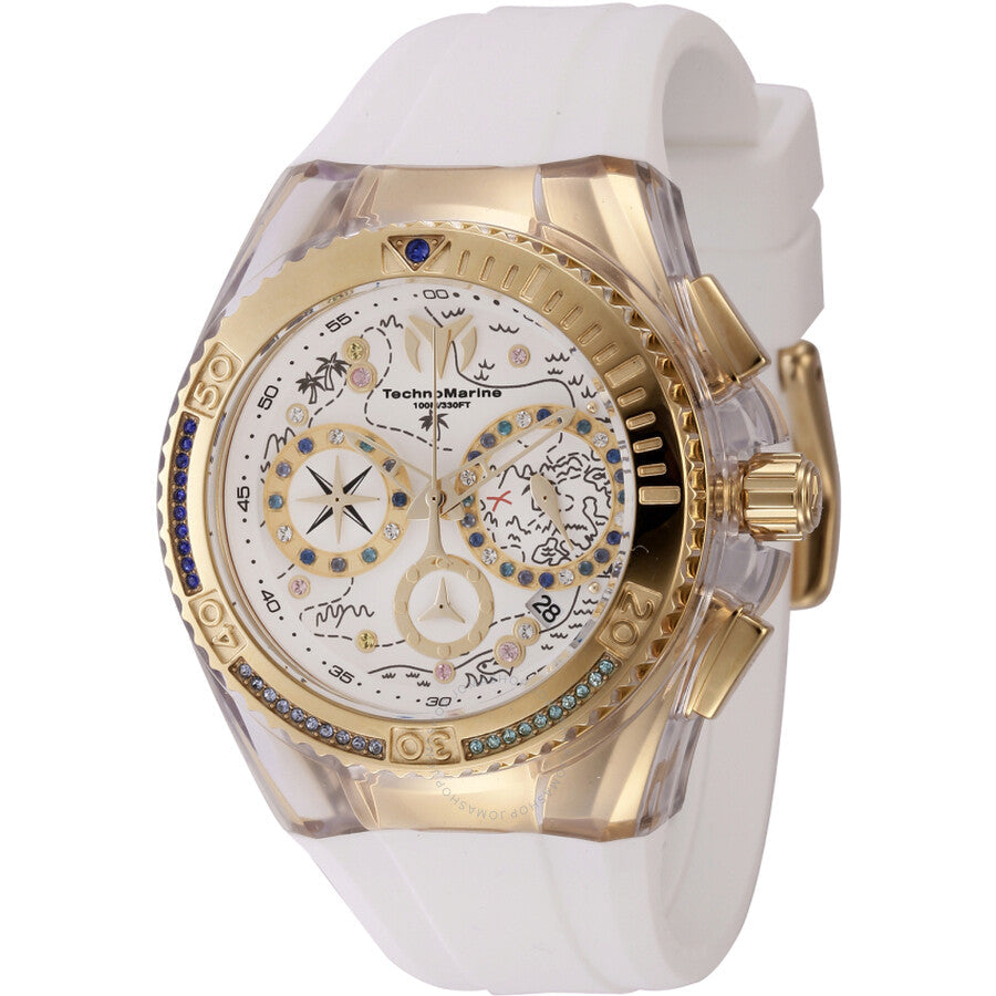 TechnoMarine Cruise GMT Quartz Crystal White Dial Ladies Watch TM-121003 - The Watches Men & Co
