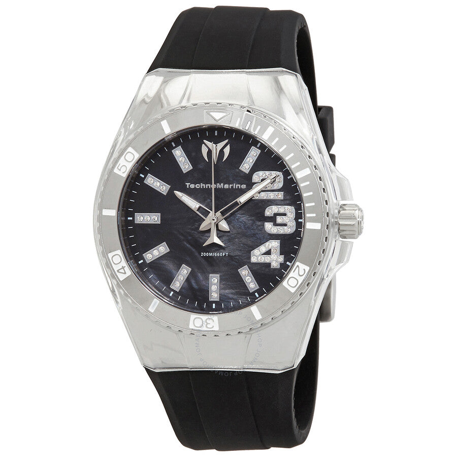 TechnoMarine Cruise Monogram Quartz Black Dial Ladies Watch TM-121249 - The Watches Men & Co