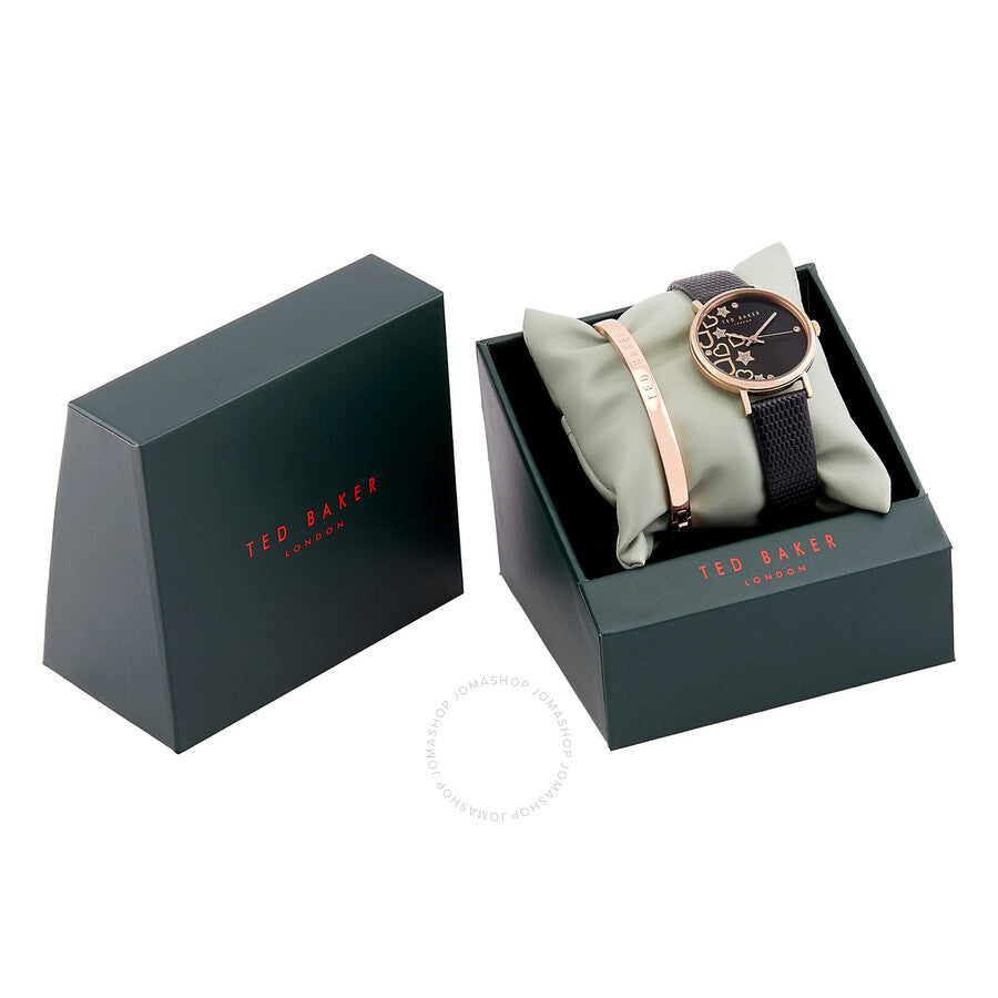 Ted Baker Phylipa Hearts & Stars Quartz Black Dial Watch and Bracelet Set BKGFW22139I - The Watches Men & Co #4