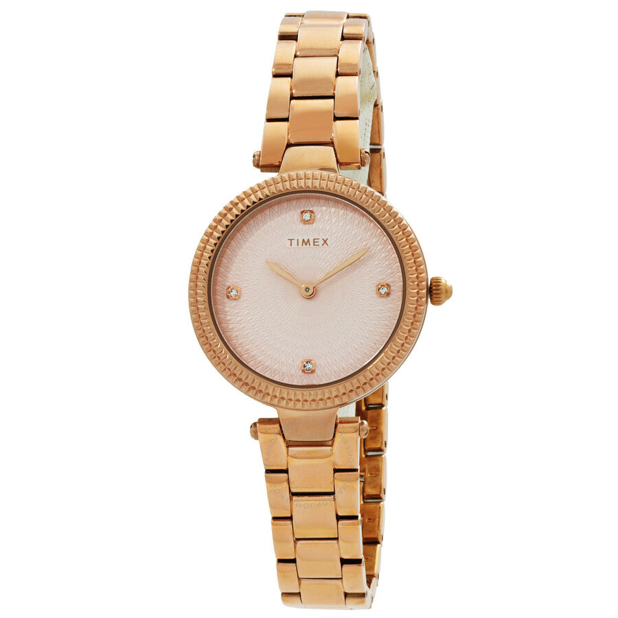 Timex Adorn Quartz Crystal Pink Dial Ladies Watch TW2V24300VQ - The Watches Men & Co