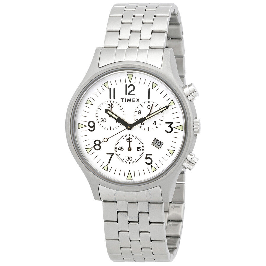 Timex Chronograph Quartz White Dial Men's Watch TW2R68900 - The Watches Men & Co